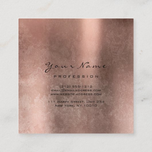 メイクアップアーティストキスリップバラ金ゴールドスクエアグランジ スクエア名刺 (裏面)