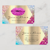 メイクアップアーティストキスLIPSピンクグラムホログラフ 名刺 (正面/裏面)
