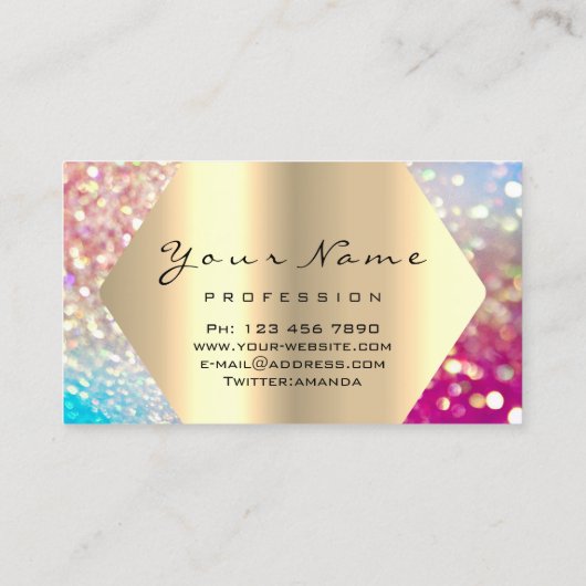 メイクアップアーティストキスLIPSピンクグラムホログラフ 名刺 (裏面)