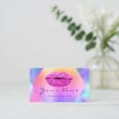 メイクアップアーティストキスLIPSピンク明るい赤紫色ホログラフィック 名刺 (スタンド正面)