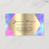 メイクアップアーティストキスLIPSピンク金ゴールドホログラフィック 名刺 (裏面)