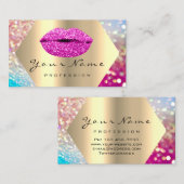 メイクアップアーティストキスLIPSピンクLUXホログラフィック 名刺 (正面/裏面)