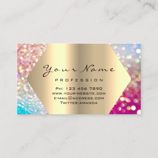 メイクアップアーティストキスLIPSピンクLUXホログラフィック 名刺 (裏面)