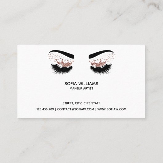 メイクアップアーティストクラウンラッシュ美しいサロン拡張 名刺 (裏面)