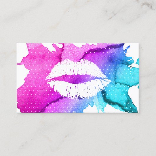 メイクアップアーティストクラシー水のカラーリップモダン 名刺 (正面)