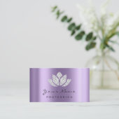 メイクアップアーティストクリスタルダイヤモンドロータスパープルバイオレット 名刺 (スタンド正面)