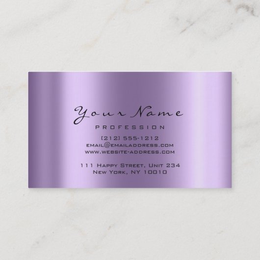 メイクアップアーティストクリスタルダイヤモンドロータスパープルバイオレット 名刺 (裏面)