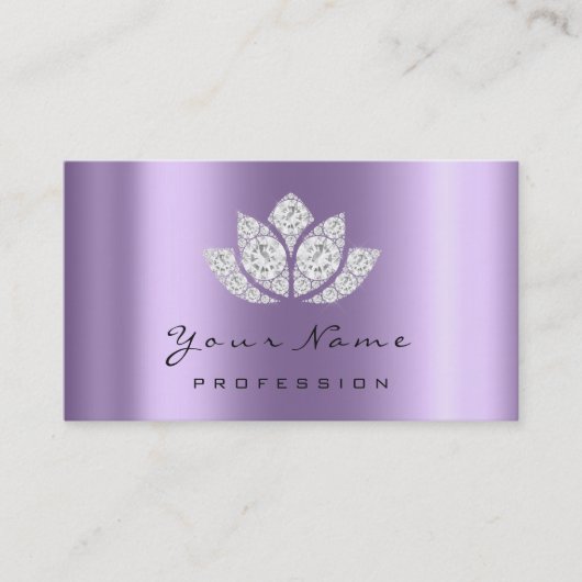 メイクアップアーティストクリスタルダイヤモンドロータスパープルバイオレット 名刺 (正面)