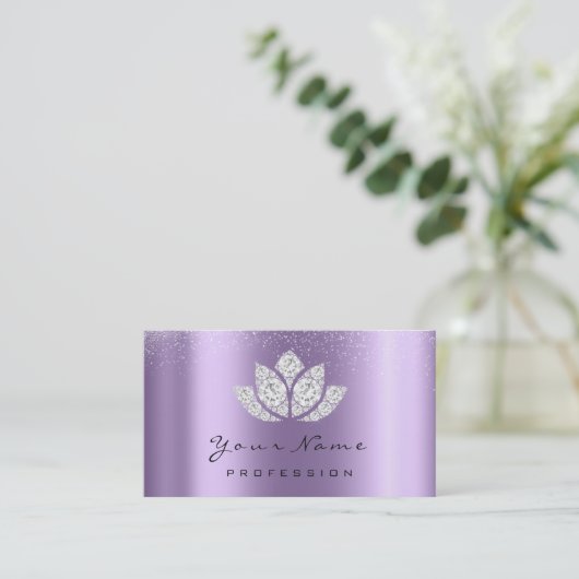 メイクアップアーティストクリスタルダイヤモンドロータスパープル 名刺 (スタンド正面)