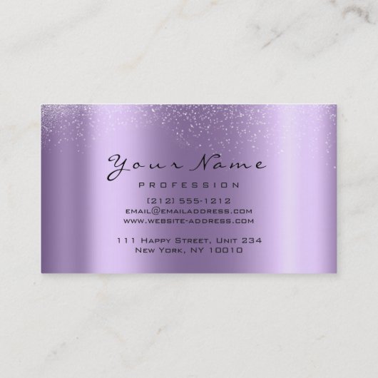 メイクアップアーティストクリスタルダイヤモンドロータスパープル 名刺 (裏面)