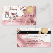 メイクアップアーティストクレジットカードスタイルの赤面ピンクアゲート 名刺 (正面/裏面)