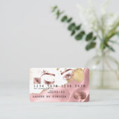 メイクアップアーティストクレジットカードスタイルの赤面ピンクアゲート 名刺 (スタンド正面)