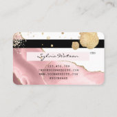 メイクアップアーティストクレジットカードスタイルの赤面ピンクアゲート 名刺 (裏面)