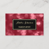 メイクアップアーティストグラマラス黒赤スパークル《写真》ぼけ味 名刺 (正面)