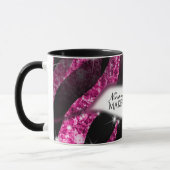 メイクアップアーティストグラムピンクグリッターリップゼブラプリント マグカップ (左)