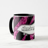 メイクアップアーティストグラムピンクグリッターリップゼブラプリント マグカップ (正面左)