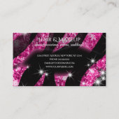 メイクアップアーティストグラムピンクグリッターリップゼブラプリント 名刺 (裏面)