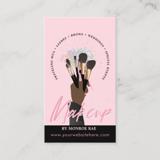 メイクアップアーティストグラムMUA美しいサロンボーティシアンバス 名刺 (正面)