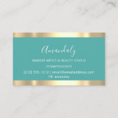 メイクアップアーティストグリッタードリップティール（緑がかった色）アクア爪、 ネイル 名刺 (裏面)