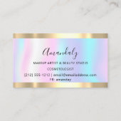 メイクアップアーティストグリッタードリップティール(緑がかった色)ホログラフィック爪、 ネイル 名刺 (裏面)