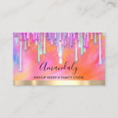 メイクアップアーティストグリッターピンクドリップホログラフ絵を描 名刺 (正面)