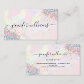 メイクアップアーティストグリッターホログラフィックグリッター モダン 名刺 (正面/裏面)