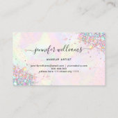 メイクアップアーティストグリッターホログラフィックグリッター モダン 名刺 (裏面)