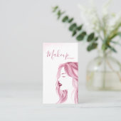 メイクアップアーティストグリッター赤面ピンク美しいQRコード 名刺 (スタンド正面)