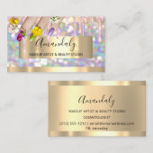 メイクアップアーティストグリッター金ゴールドネイルアーティストグリッター 名刺 (正面/裏面)