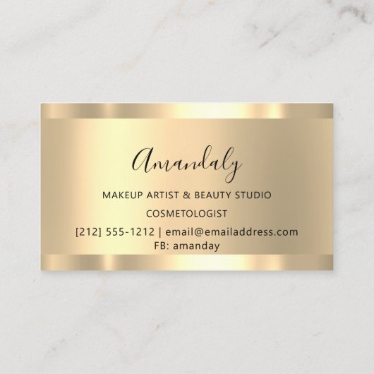 メイクアップアーティストグリッター金ゴールドネイルアーティストグリッター 名刺 (裏面)