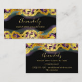 メイクアップアーティストグリッター金ゴールドパープル抽象芸術ブラック 名刺 (正面/裏面)