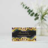 メイクアップアーティストグリッター金ゴールドパープル抽象芸術ブラック 名刺 (スタンド正面)