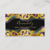 メイクアップアーティストグリッター金ゴールドパープル抽象芸術ブラック 名刺 (正面)