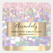 メイクアップアーティストグリッター金ゴールドフレーム火花グリッター部 スクエアシール (正面)