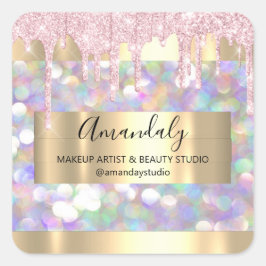 メイクアップアーティストグリッター金ゴールドフレーム火花グリッター部 スクエアシール