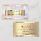 メイクアップアーティストグリッター金ゴールドフレーム火花グリッター 名刺 (正面/裏面)