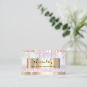 メイクアップアーティストグリッター金ゴールドフレーム火花グリッター 名刺 (スタンド正面)