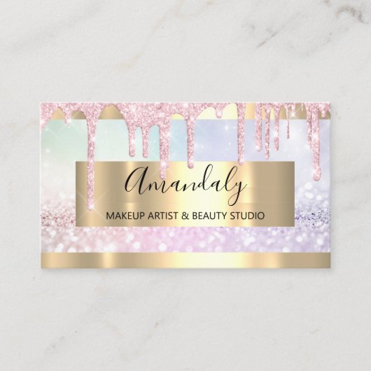 メイクアップアーティストグリッター金ゴールドフレーム火花グリッター 名刺 (正面)