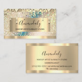 メイクアップアーティストグリッター金ゴールドホログラフィック3dエフェクト 名刺 (正面/裏面)