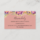 メイクアップアーティストグリッター金ゴールド化粧品フローラ 名刺 (裏面)