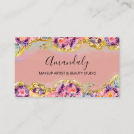 メイクアップアーティストグリッター金ゴールド化粧品フローラ 名刺