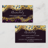 メイクアップアーティストグリッター金ゴールド化粧品店エレガント 名刺 (正面/裏面)