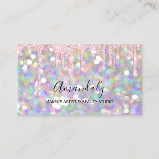 メイクアップアーティストグリッター金ゴールド3Dグリッターピンクグリッター 名刺 (正面)