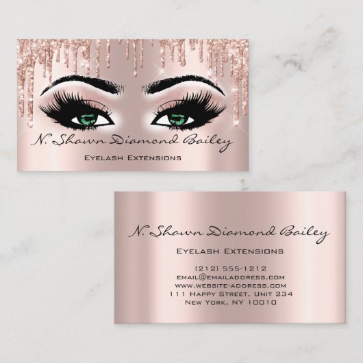 メイクアップアーティストグリーンアイズラッシュズグリッタードリップスバラ 名刺 (正面/裏面)