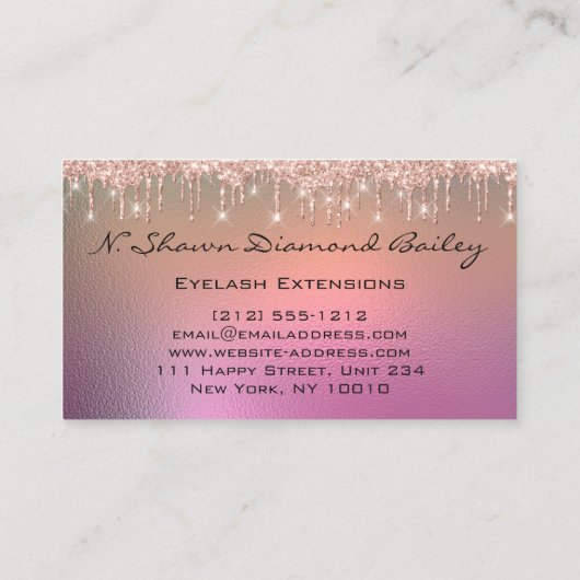 メイクアップアーティストグリーンアイドラッシュバラ グラデーション 名刺 (裏面)