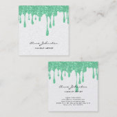 メイクアップアーティストグリーングリッターと輝き スクエア名刺 (正面/裏面)