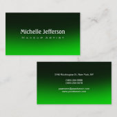 メイクアップアーティストグリーンブラック背景名刺 名刺 (正面/裏面)