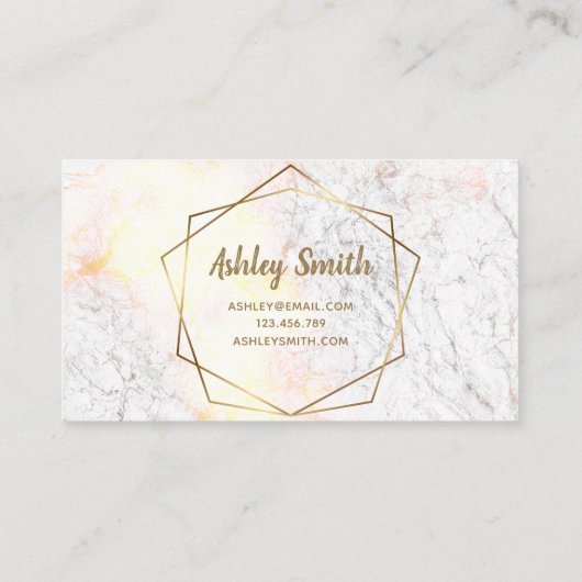 メイクアップアーティストグレーマーブルジオメトリエレガント金ゴールド 名刺 (裏面)