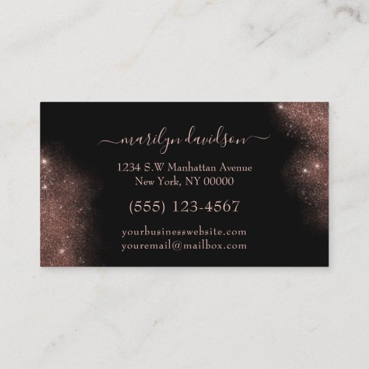 メイクアップアーティストサロンバラ金ゴールドグリッターブラシ 名刺 (裏面)