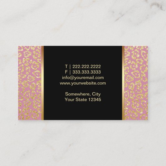 メイクアップアーティストサロンバラ金ゴールドリップモダンレオパード 名刺 (裏面)